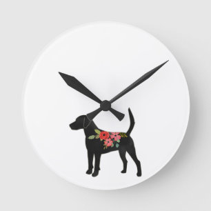 Harrier oder Beagle Hund Rasse Boho Silhouette Runde Wanduhr