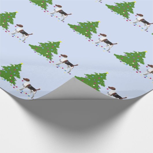 Harrier oder Beagle Silhouette Weihnachtsdesign Geschenkpapier (Ecke)