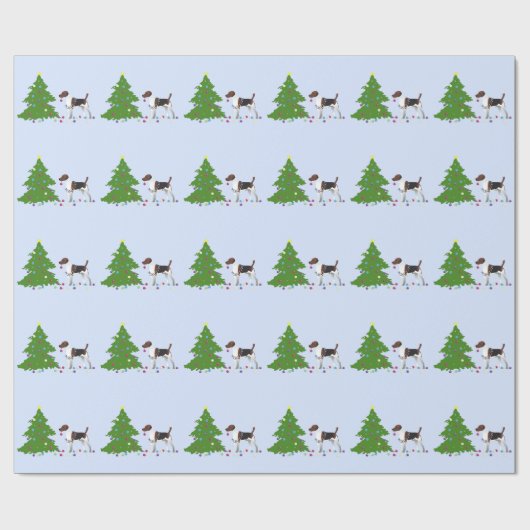 Harrier oder Beagle Silhouette Weihnachtsdesign Geschenkpapier (Flach)
