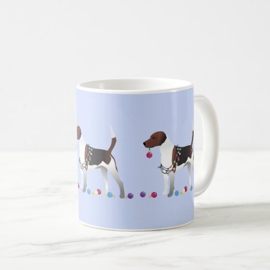 Harrier oder Beagle Silhouette Weihnachtsdesign Kaffeetasse (VorderseiteRechts)