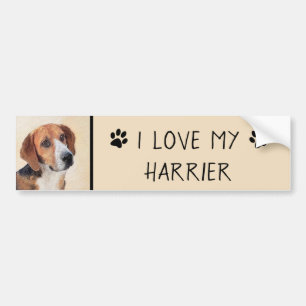 Harrier Painting - Niedliche Original Dog Art Autoaufkleber