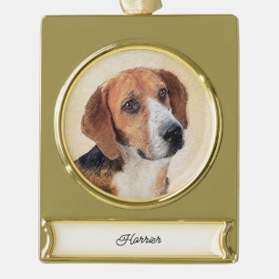 Harrier Painting - Niedliche Original Dog Art Banner-Ornament Gold