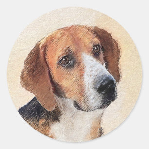 Harrier Painting - Niedliche Original Dog Art Runder Aufkleber