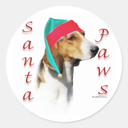 Harrier Santa Paws Runder Aufkleber (Vorderseite)