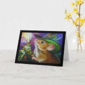 Harriet Halloween Hexenmousfrog Wasserfarbenkunst Karte (Gelbe Blume)