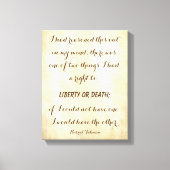 Harriet Tubman, Mächtige Freiheit oder Tod Zitat Leinwanddruck (Vorderseite)