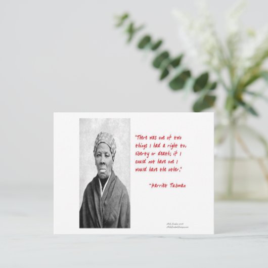 Harriet Tubman zitiert Geschenke zu "Freiheit oder Postkarte (Stehend Vorderseite)