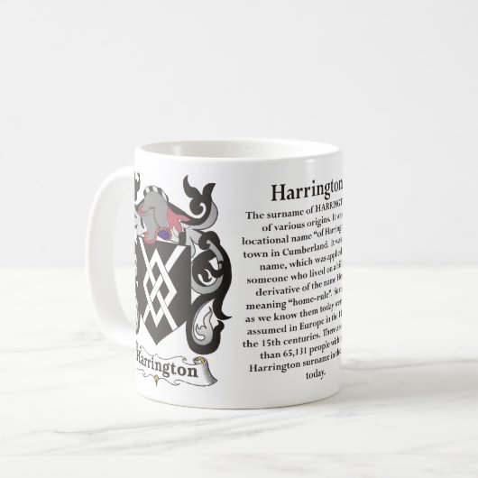 Harrington Familien-Wappen Tasse (Vorderseite Links)