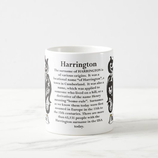 Harrington Familien-Wappen Tasse (Mittel)