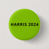 Harris 2024: einfaches, modernes Textzeichengrün Button (Vorderseite)