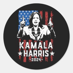 Harris 2024 Flag Kamala für US-Präsidentin Flagge  Runder Aufkleber