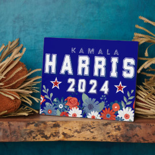 Harris 2024 Floral Election Tabletop Fotoplatte