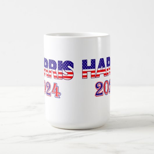 Harris 2024 Präsident Demokrat USA Flag Text Kaffeetasse (Mittel)
