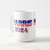 Harris 2024 Präsident Demokrat USA Flag Text Kaffeetasse (Vorderseite Links)