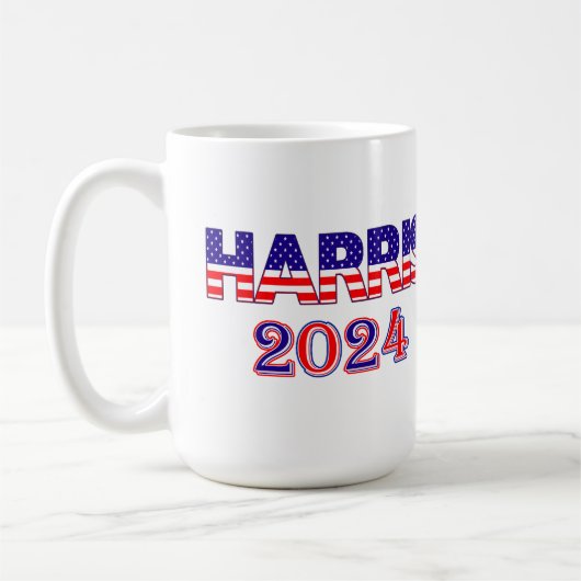 Harris 2024 Präsident Demokrat USA Flag Text Kaffeetasse (Links)