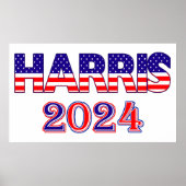 Harris 2024 Präsident Demokrat USA Flag Text Poster (Vorne)