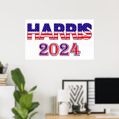 Harris 2024 Präsident Demokrat USA Flag Text Poster (Heimbüro)