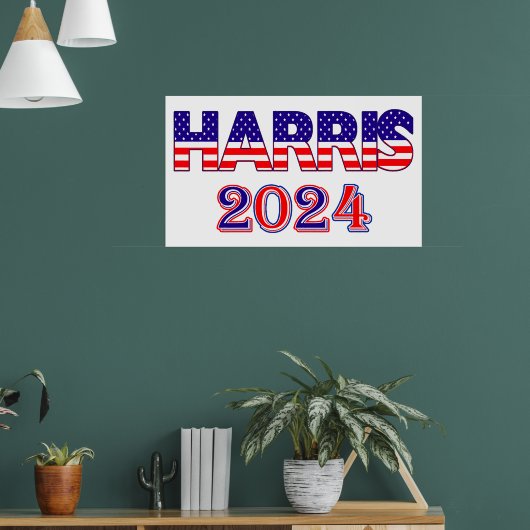 Harris 2024 Präsident Demokrat USA Flag Text Poster (Wohnzimmer 1)