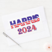 Harris 2024 Präsident Demokrat USA Flag Text Rechteckiger Aufkleber (Umschlag)