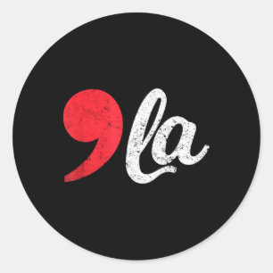 Harris 2024 Präsident Distressed Comma La Funny 1 Runder Aufkleber