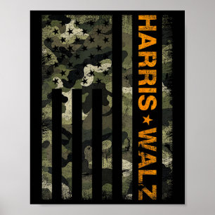 Harris 2024 Präsident Usa Camouflage Typs Walz Wa Poster