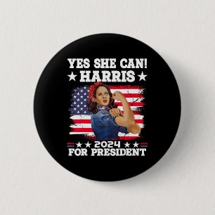 Harris 2024 Präsident Wahl Kamala Ja Sie Kann Button