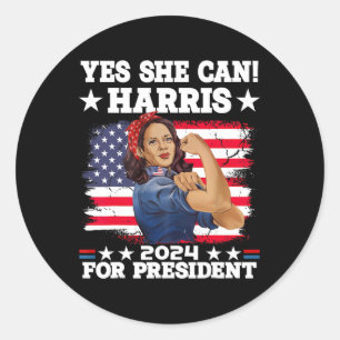 Harris 2024 Präsidentschaftswahl Kamala Ja Sie kan Runder Aufkleber