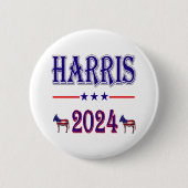 Harris 2024 Pres Democrat Donkeys USA Flag Button (Vorderseite)