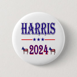 Harris 2024 Pres Democrat Donkeys USA Flag Button