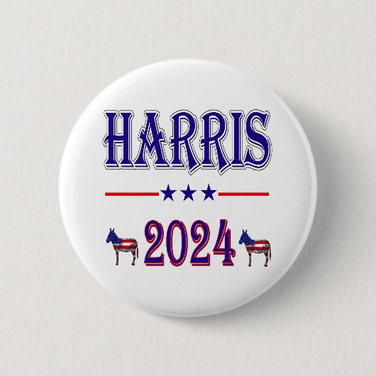 Harris 2024 Pres Democrat Donkeys USA Flag Button (Vorderseite)