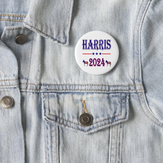 Harris 2024 Pres Democrat Donkeys USA Flag Button (Beispiel)