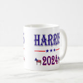 Harris 2024 Pres Democrat Donkeys USA Flag Kaffeetasse (VorderseiteRechts)
