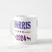 Harris 2024 Pres Democrat Donkeys USA Flag Kaffeetasse (Vorderseite Links)