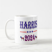 Harris 2024 Pres Democrat Donkeys USA Flag Kaffeetasse (Links)
