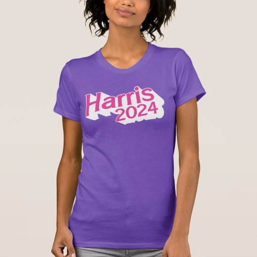 Harris 2024 rosa und Lila farbig T-Shirt (Vorderseite)
