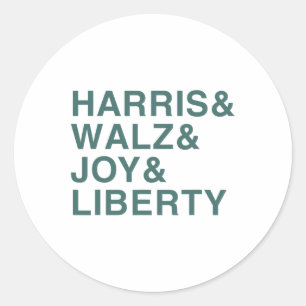 Harris and W and Joy and Liberty Shirt Kamala Harr Runder Aufkleber