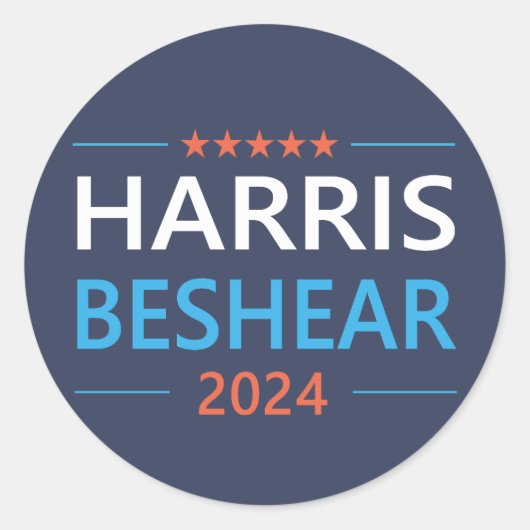 Harris Beshear 2024 Kamala Harris Democrat Runder Aufkleber (Vorderseite)