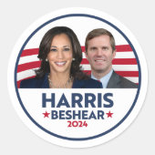 HARRIS BESHEAR 2024 RUNDER AUFKLEBER (Vorderseite)