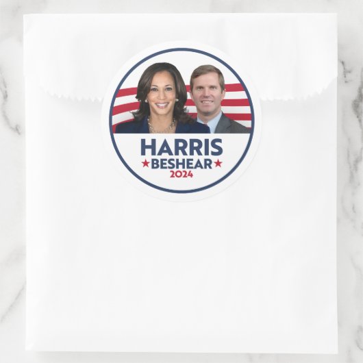 HARRIS BESHEAR 2024 RUNDER AUFKLEBER (Tasche)