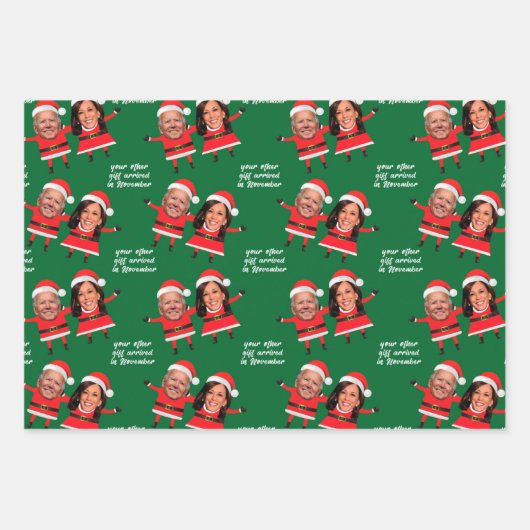 Harris Biden Funny Santa Wrapping Paper Geschenkpapier Set (Vorderseite 2)