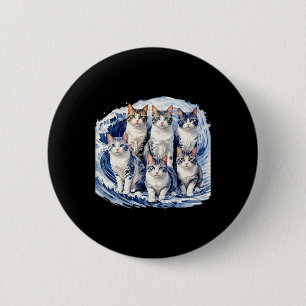 Harris Blue Cats Wave - Funny für Katzenbesitzer Button