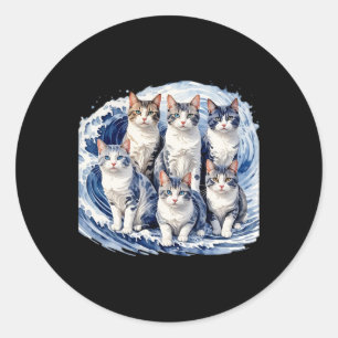 Harris Blue Cats Wave - Funny für Katzenbesitzer Runder Aufkleber