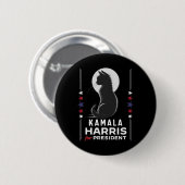 Harris Cat Ladys Vote Positive Funny 2024 Button (Vorne & Hinten)