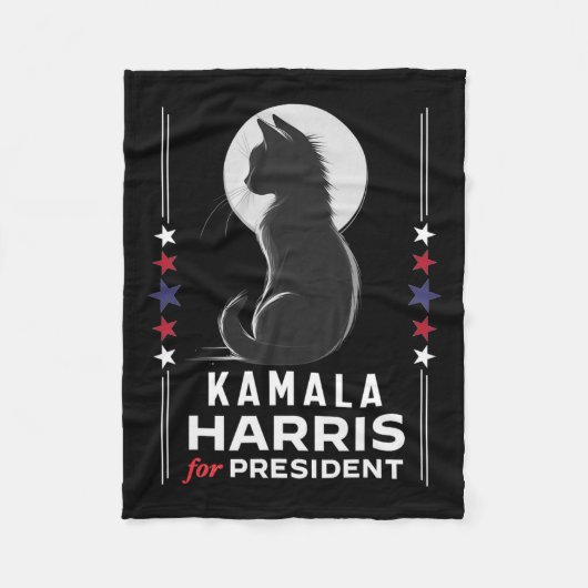 Harris Cat Ladys Vote Positive Funny 2024 Fleecedecke (Vorderseite)