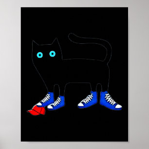 Harris Cat Wearing Blue Leinwand Shoes Tramples Re Poster