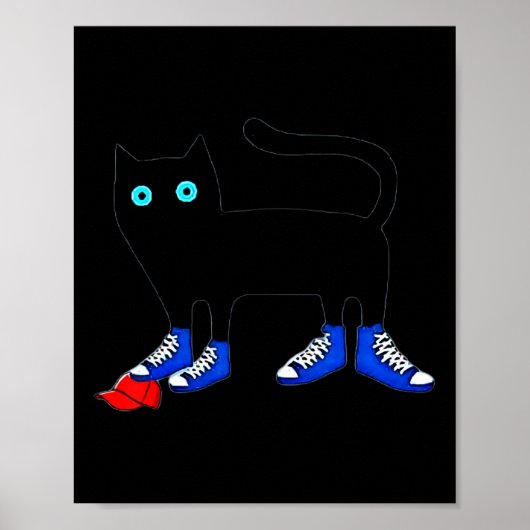 Harris Cat Wearing Blue Leinwand Shoes Tramples Re Poster (Vorne)