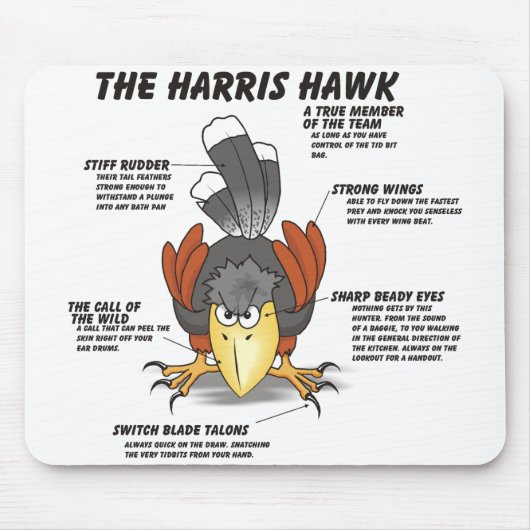 Harris-Falke-Cartoon Mousepad (Vorne)