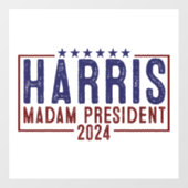 Harris Frau Präsidentin 2024 Fensteraufkleber (Blatt)