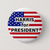 HARRIS FÜR PRÄSIDENT - Amerikanische Flagge Button (Vorderseite)