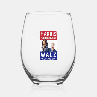 Harris für Präsident Walz für Vizepräsident Kamal Weinglas Ohne Stiel